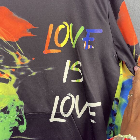 Tie-dye Love is Love Hoodie Men's Small Colorful Smoke San Francisco Pride Faith - Picture 2 of 9